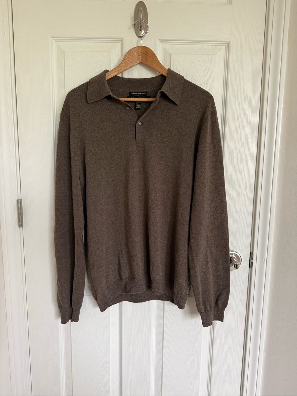 Men’s Pronto Uomo 100 Percent Merino Wool Long Sleeve Brown Sweater XLT